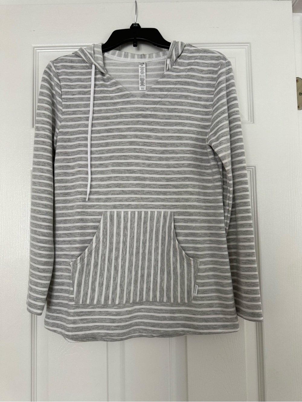 RBX Gray & White Striped Hooded Long Sleeve Tee